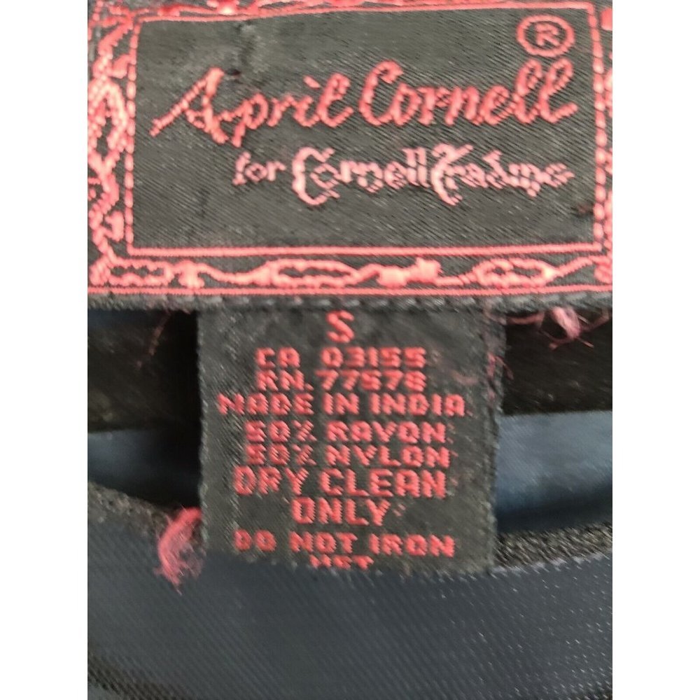 April Cornell Black Mesh Overlay Sequined Cottagecore Maxi Dress Small - Picture 7 of 10